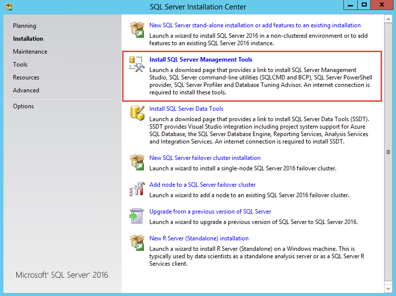 Installing SQL Server Management Studio For SQL Server 2016 SolarWinds